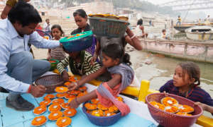 Candle Sellers at Ganges